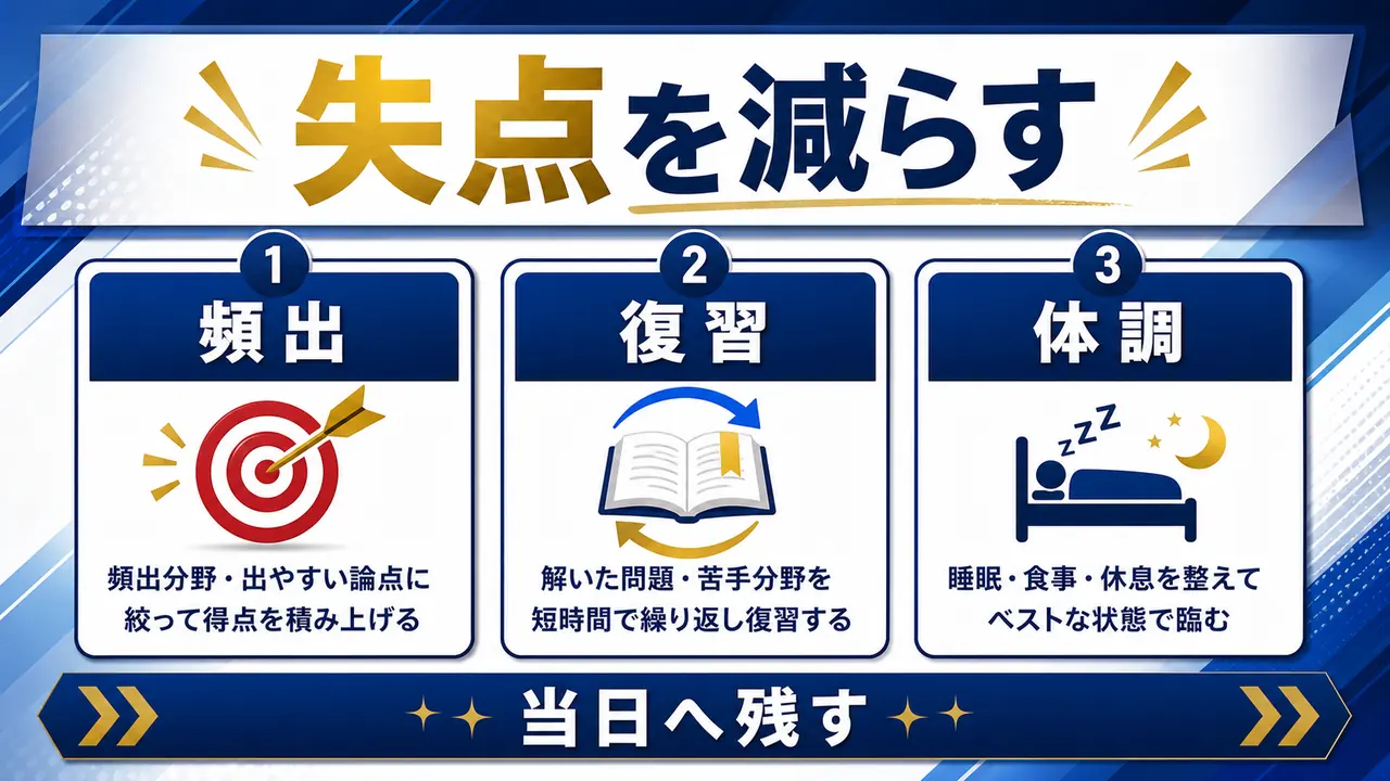 資格試験直前に失点を減らす学習順のまとめ図