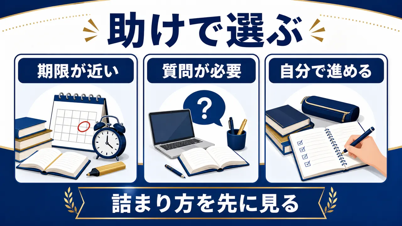 資格勉強を詰まったときの助けで選ぶ図