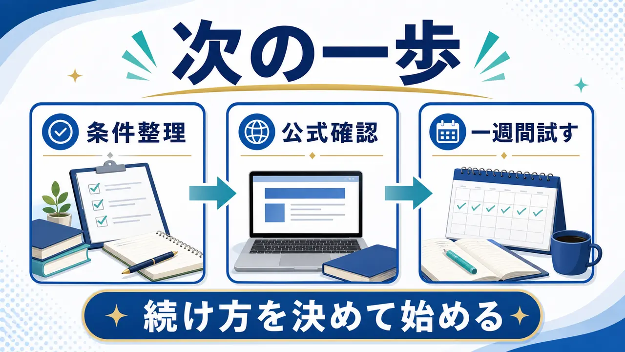 資格勉強の次の一歩として条件整理、公式確認、一週間試す流れ