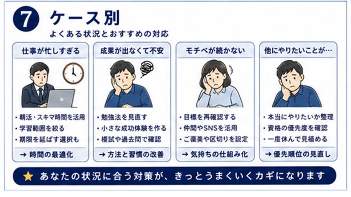 仕事多忙、難しすぎる、試験日が近い、目的不明のケース図