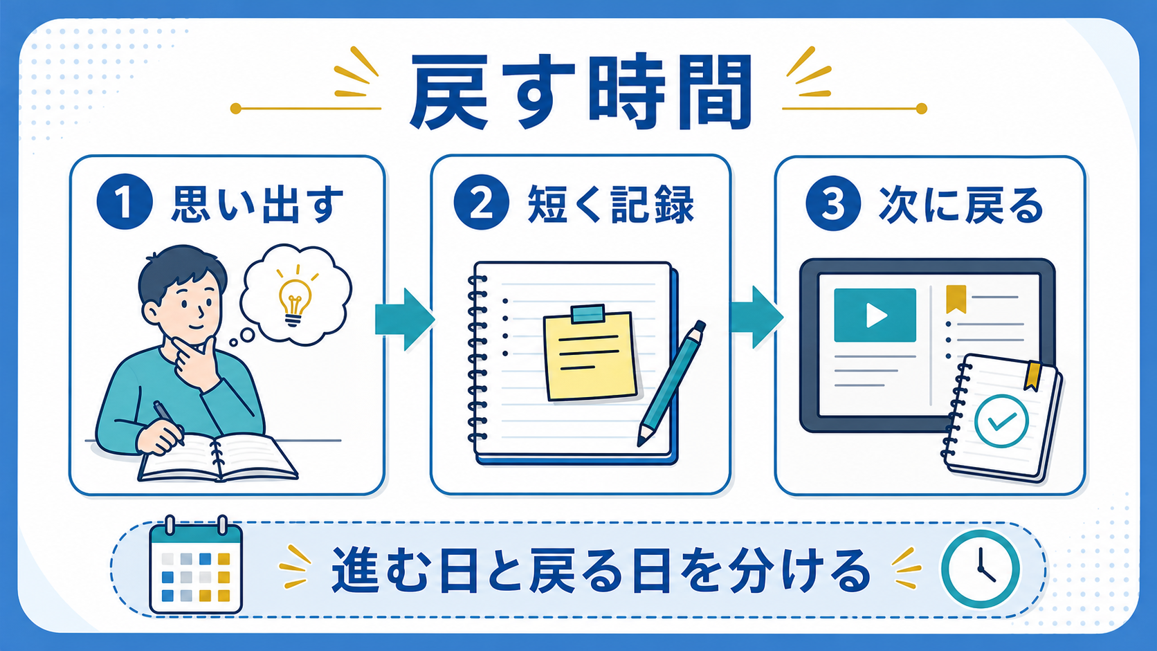 頭に入らない日に読む量を増やさず復習時間を先に作る図
