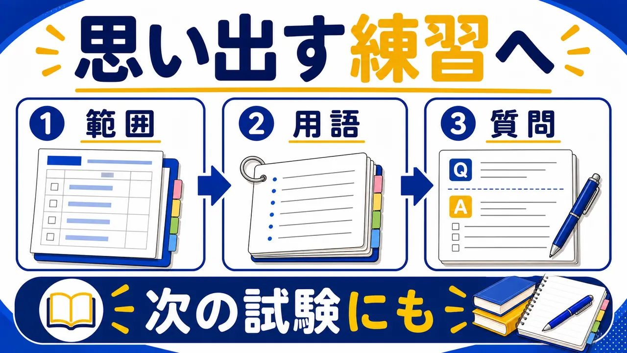 整理したノートを思い出す練習へつなげるまとめ図