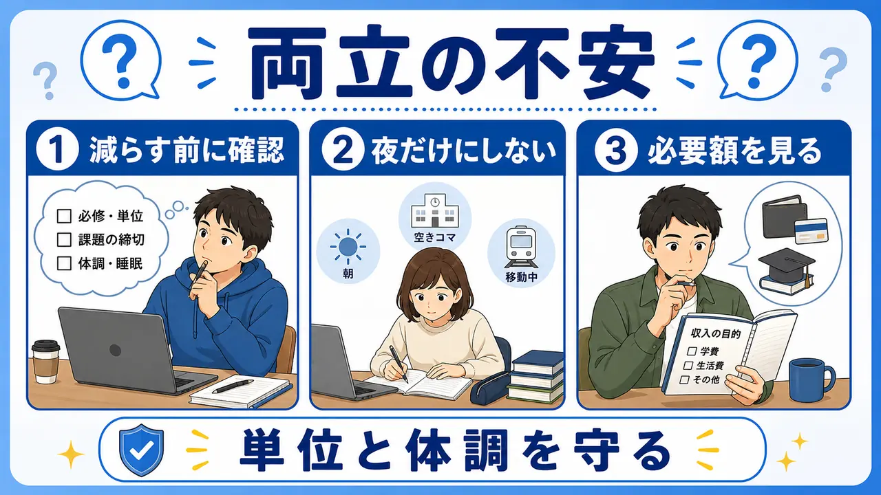 バイトと勉強の両立でよくある質問を整理する図