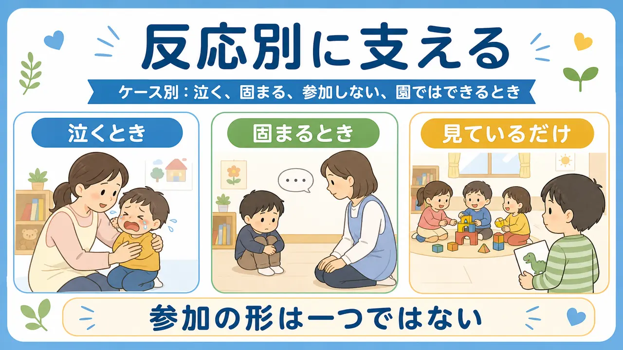 泣く、固まる、見ているだけの幼児を反応別に支える考え方