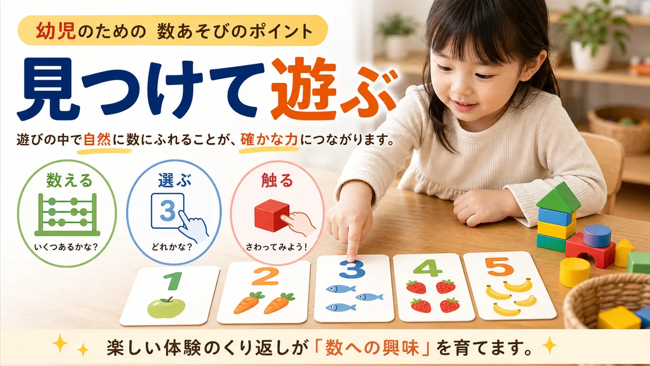 幼児が数字を見つけて形を指でたどる流れを示す図