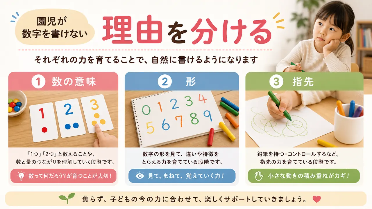 数の意味、形、線、鉛筆のつまずきを分ける図