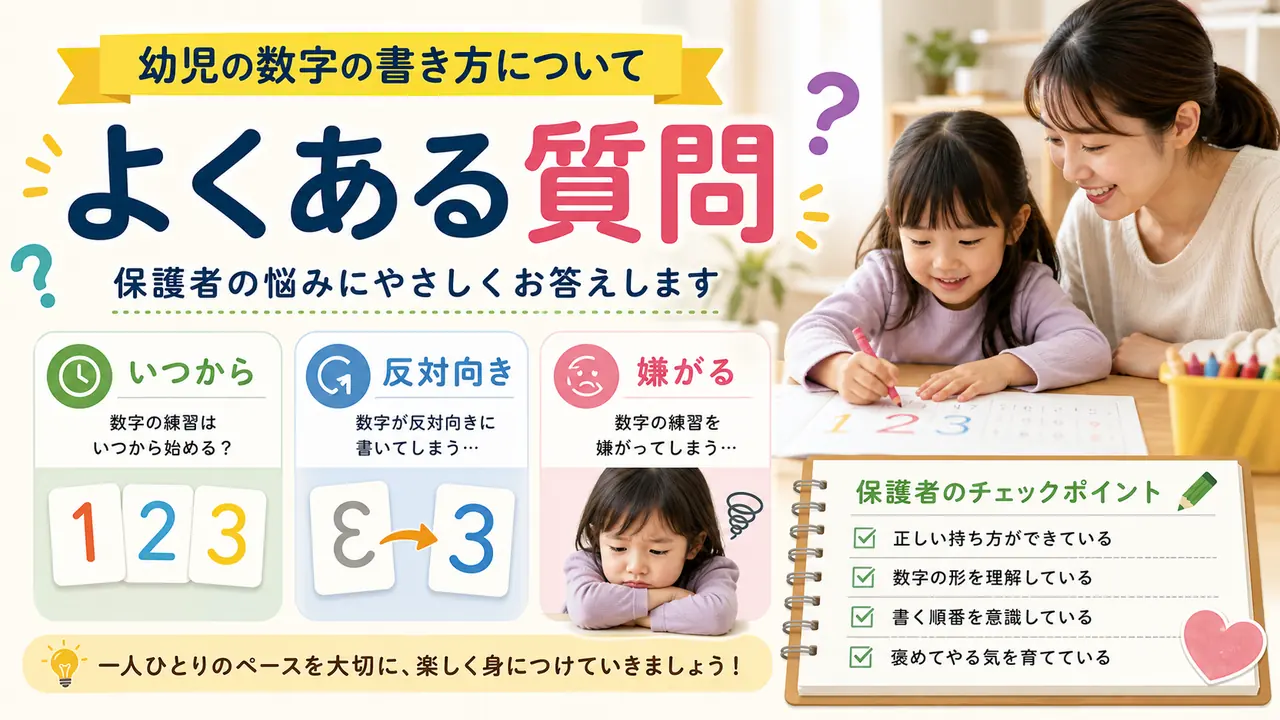 幼児の数字練習でよくある質問を整理する図