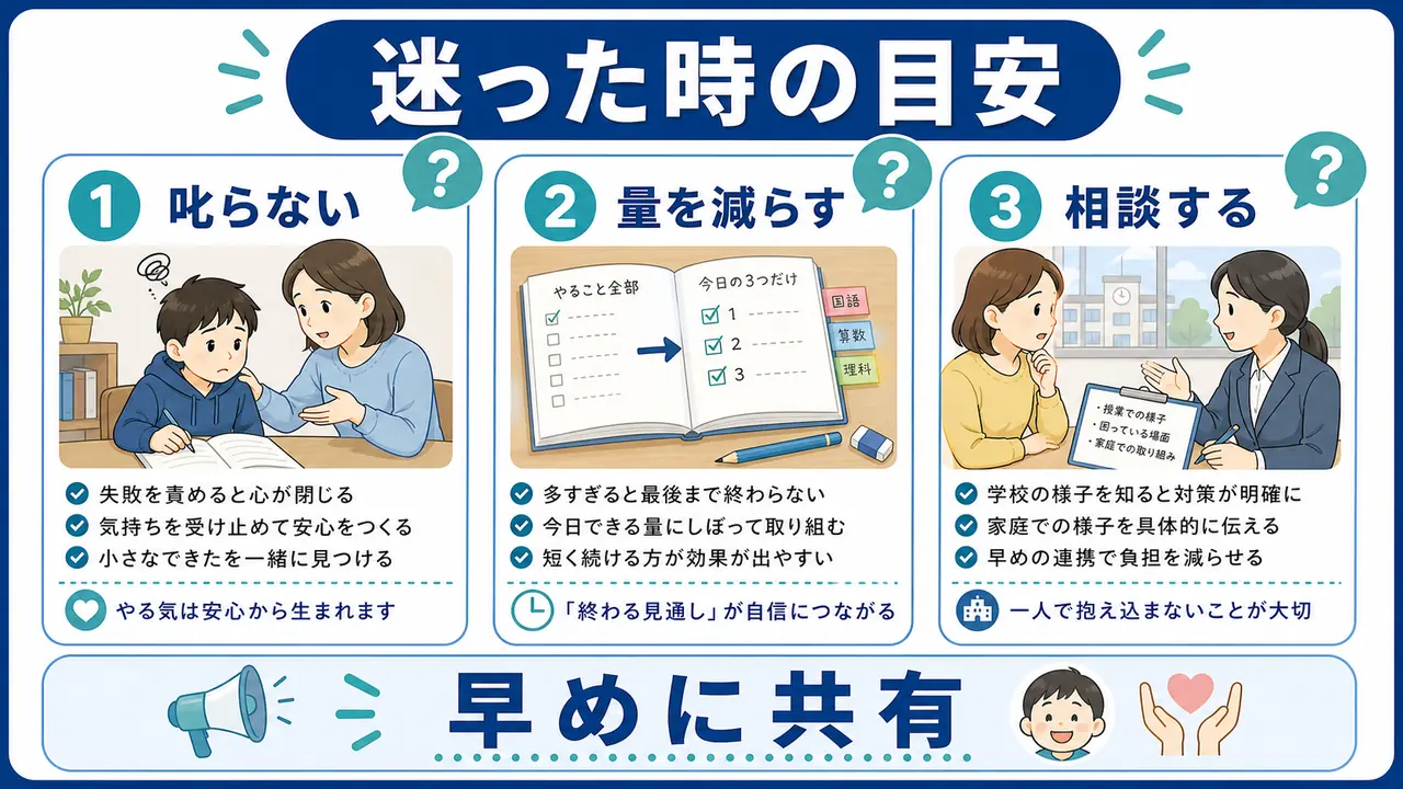 授業についていけないときのよくある迷いを整理する図