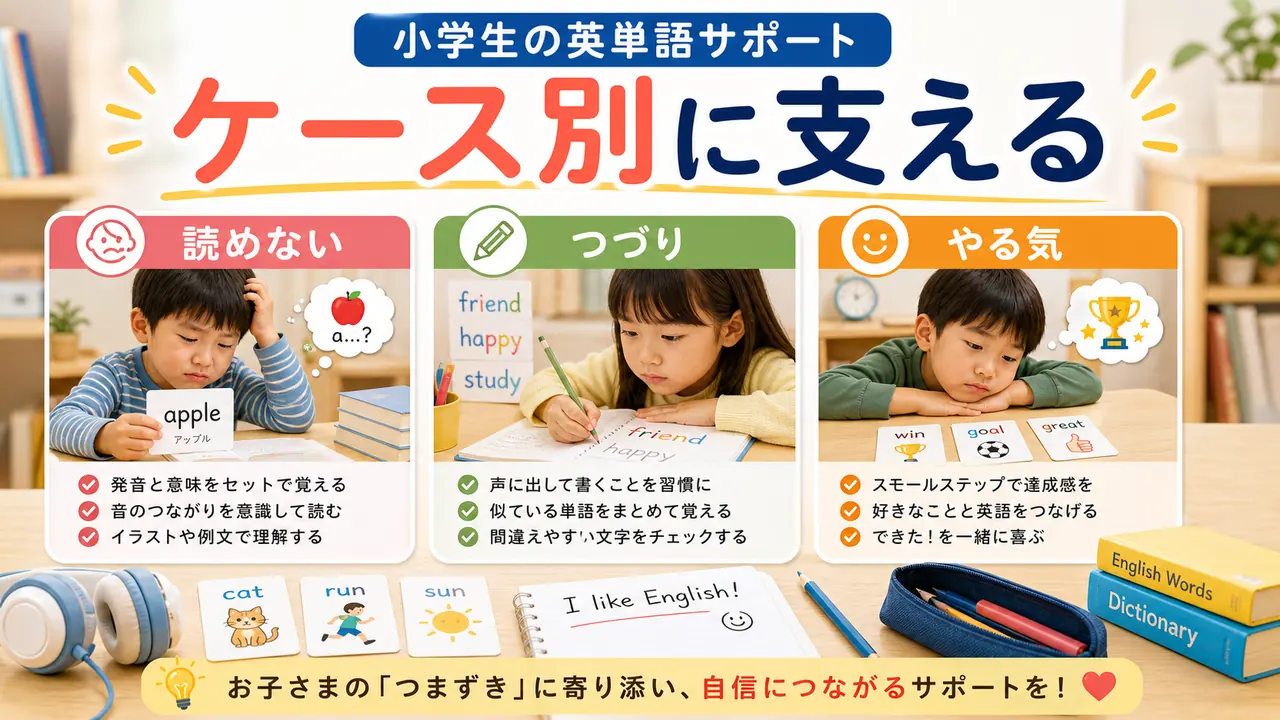 読めない、意味が混ざる、書けない、嫌がるケース図