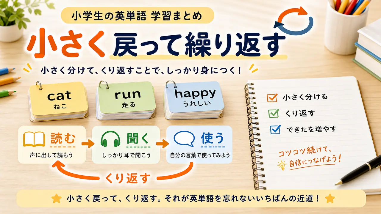 英単語を三語ずつ復習するまとめ図