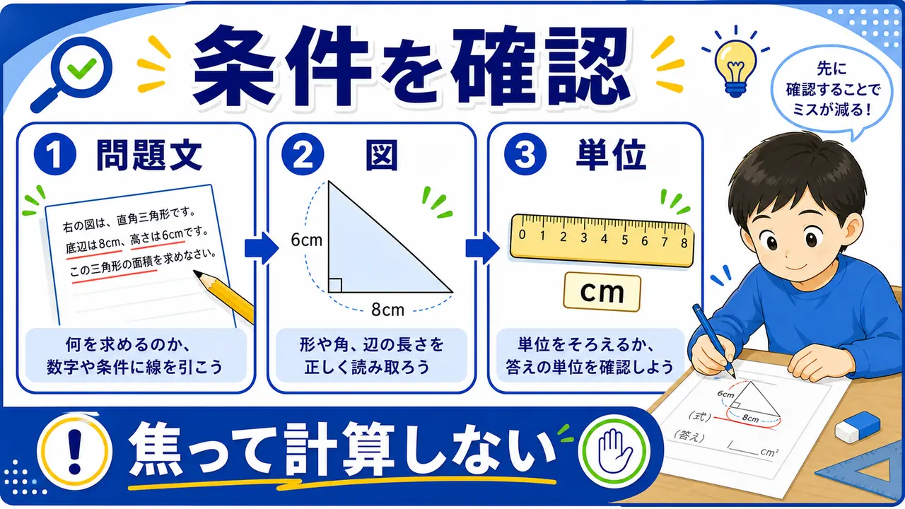 問題文、図、印、単位を確認する図