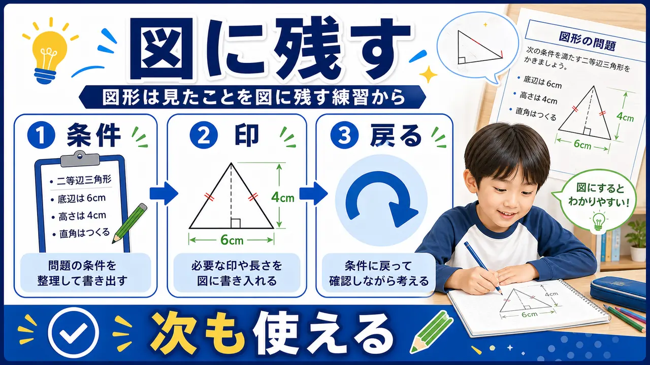 図形問題で条件を書き込んで解くまとめ図