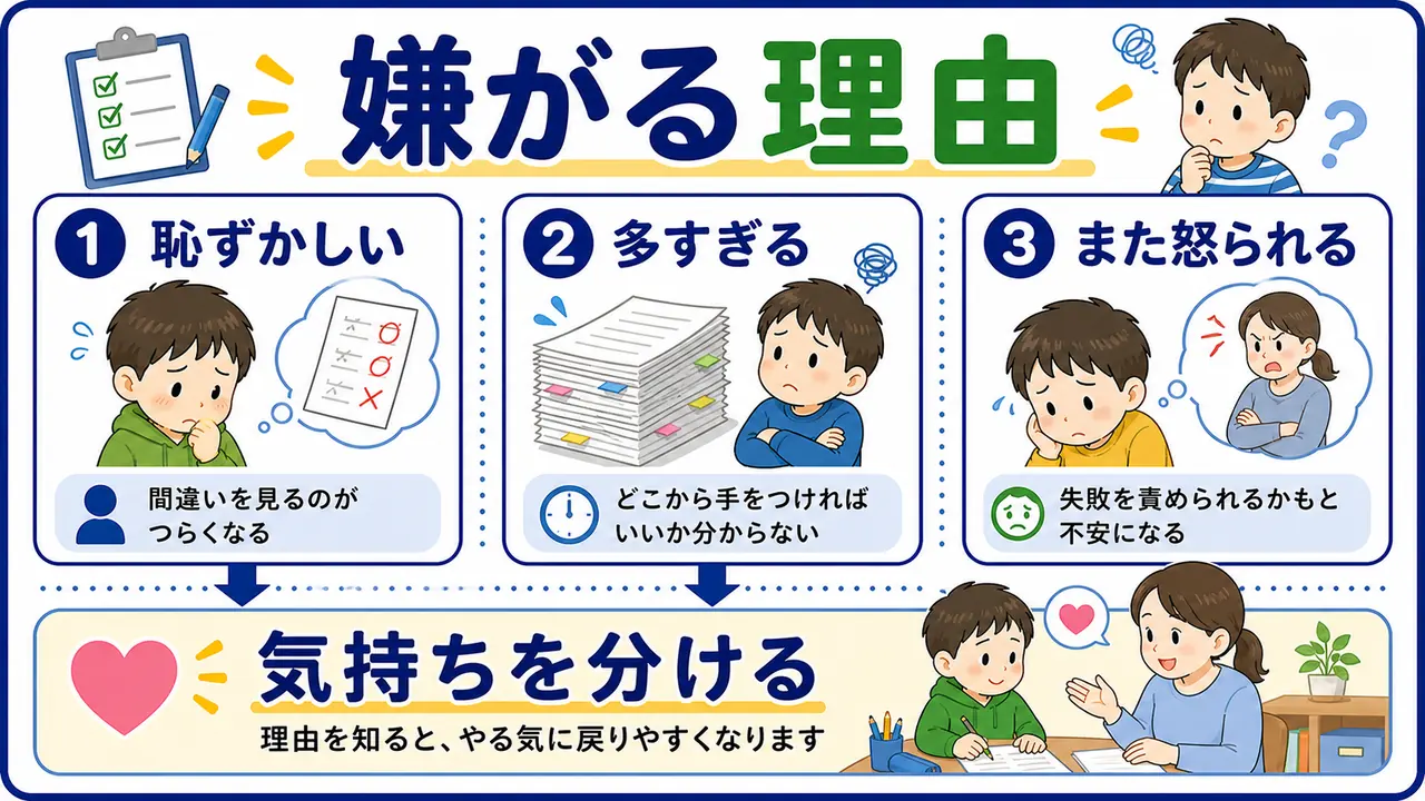 恥ずかしさ、量の多さ、怒られる不安を分ける図