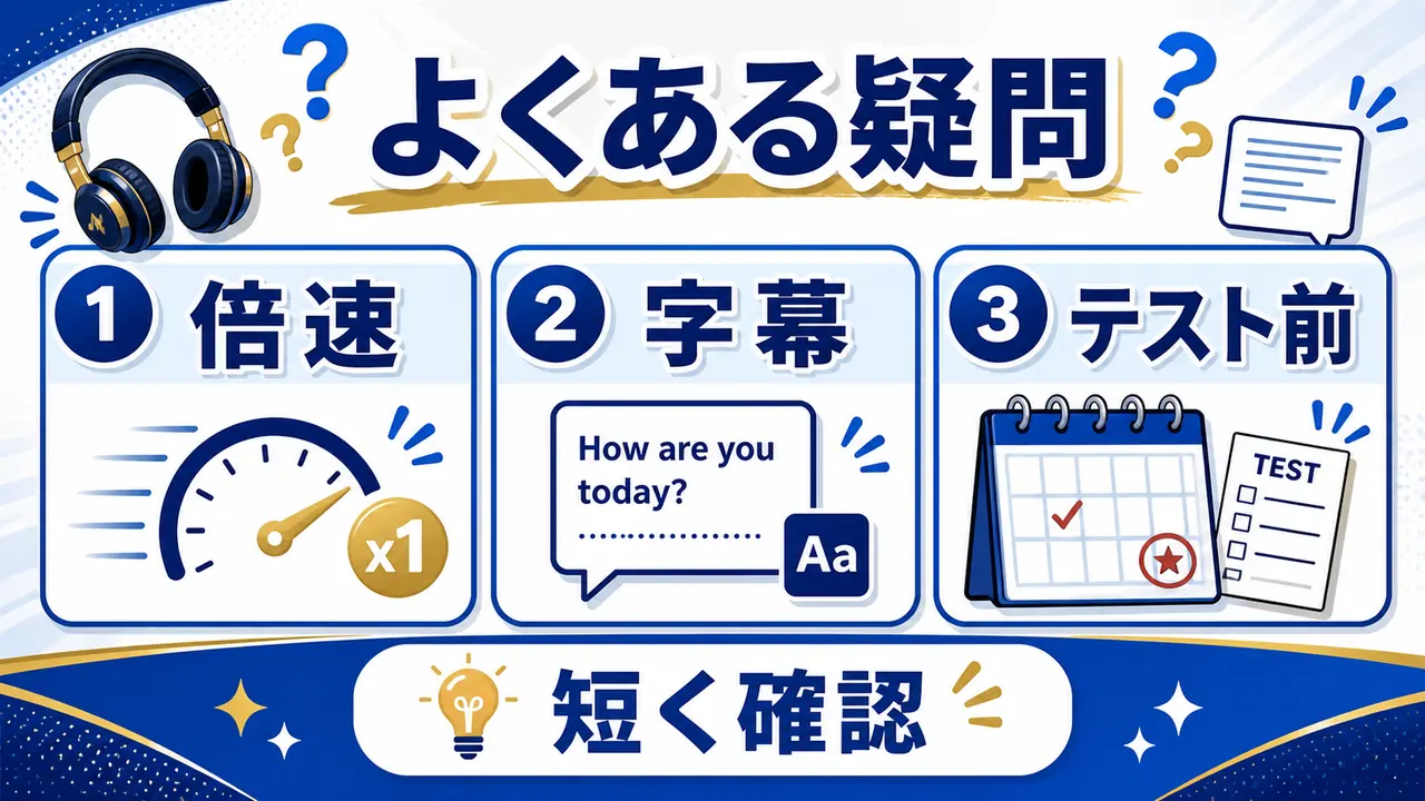 英語リスニングでよくある質問を整理する図