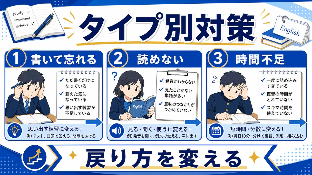 書いて忘れる、読めない、時間不足の対応を分ける図