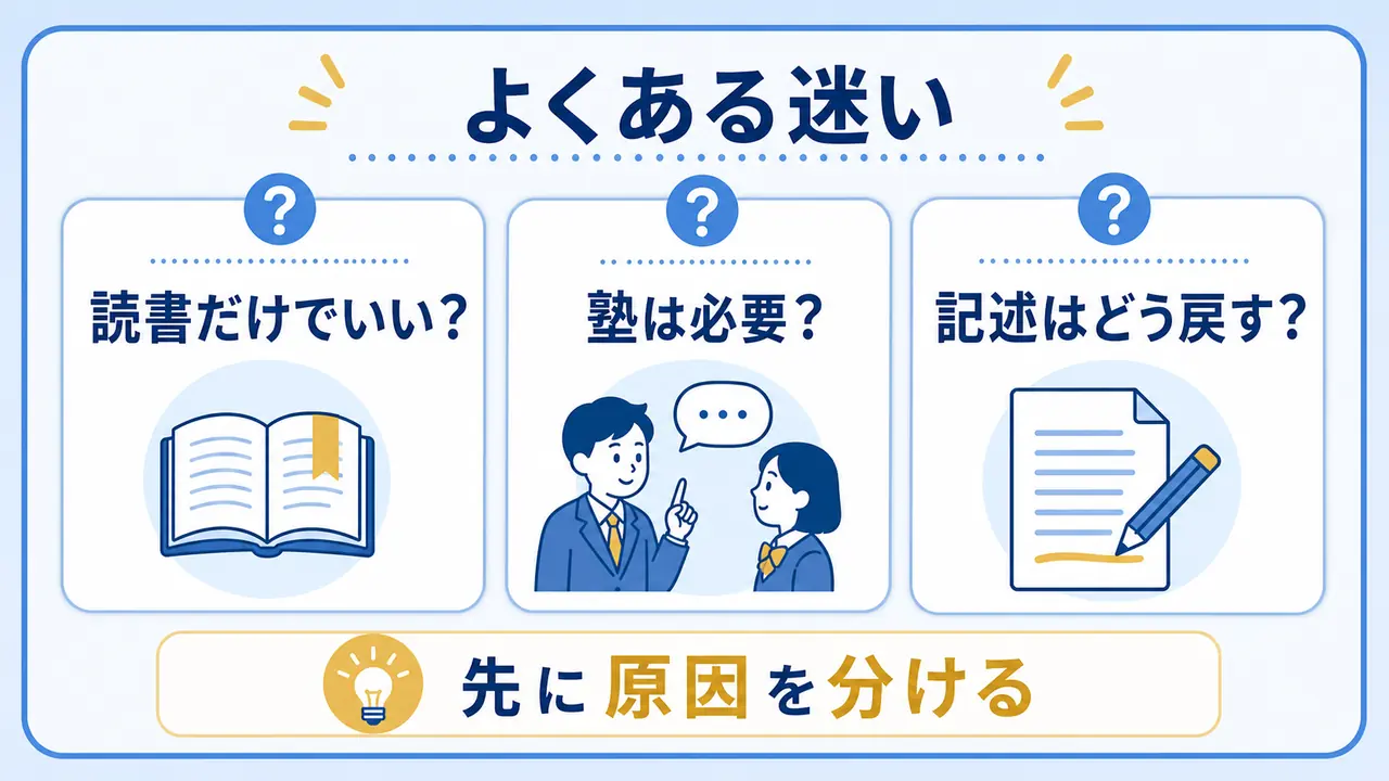 読解が苦手な中学生・高校生のよくある迷いを整理する図
