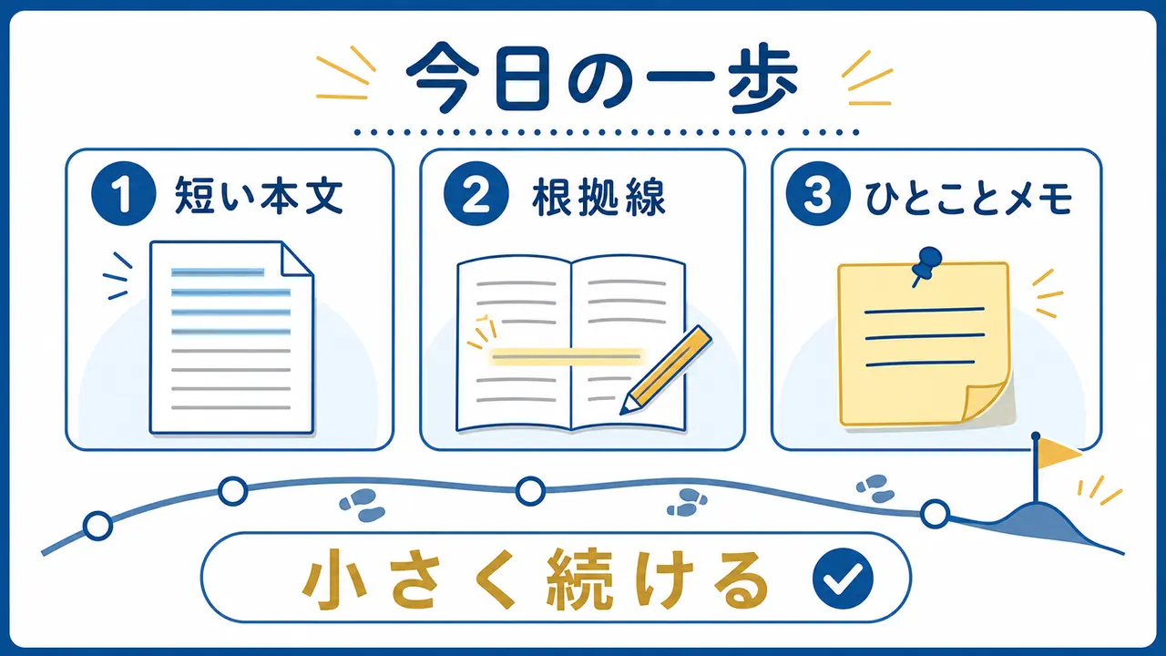 短い本文、根拠線、ひとことメモで読解を続けるまとめ図