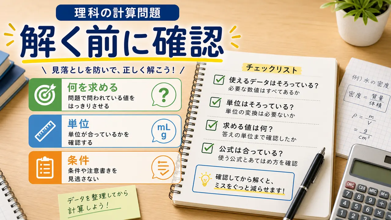 単位、値、比例、表、図を確認する図
