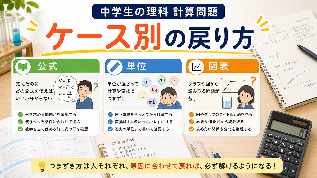 密度、速さ、電流、濃度で困るケース図