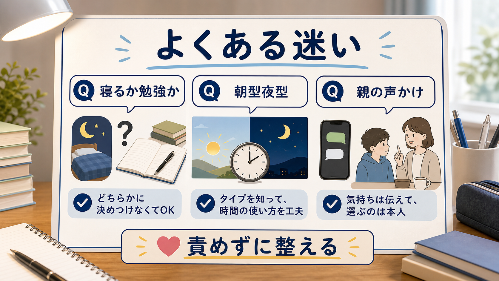 眠くて勉強できない中学生・高校生のよくある質問をまとめた画像