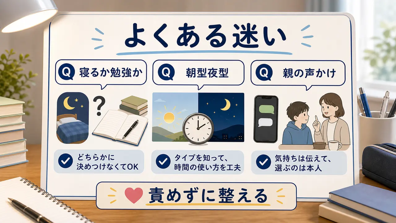 眠くて勉強できない中学生・高校生のよくある質問をまとめた画像