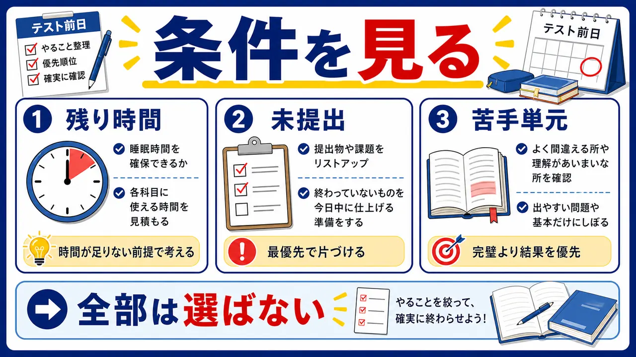 残り時間、未提出、苦手単元を確認する図