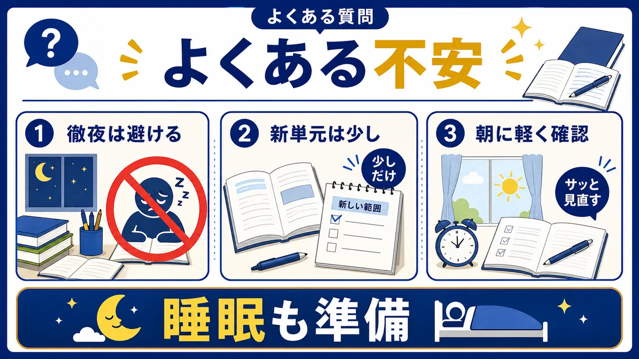 テスト前日のよくある不安を整理する図