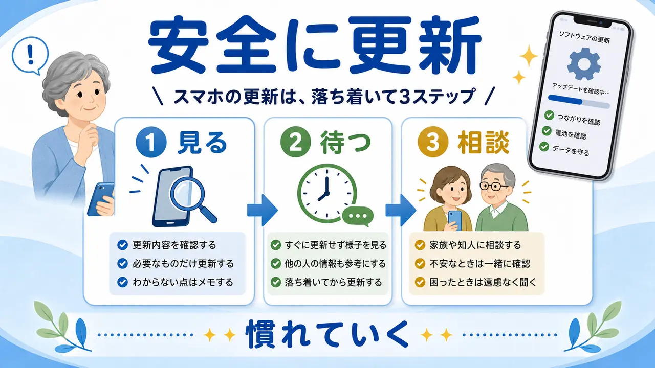 アプリ更新を安全に確認する流れのまとめ図