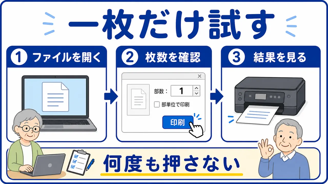 一枚だけ印刷する基本手順の図