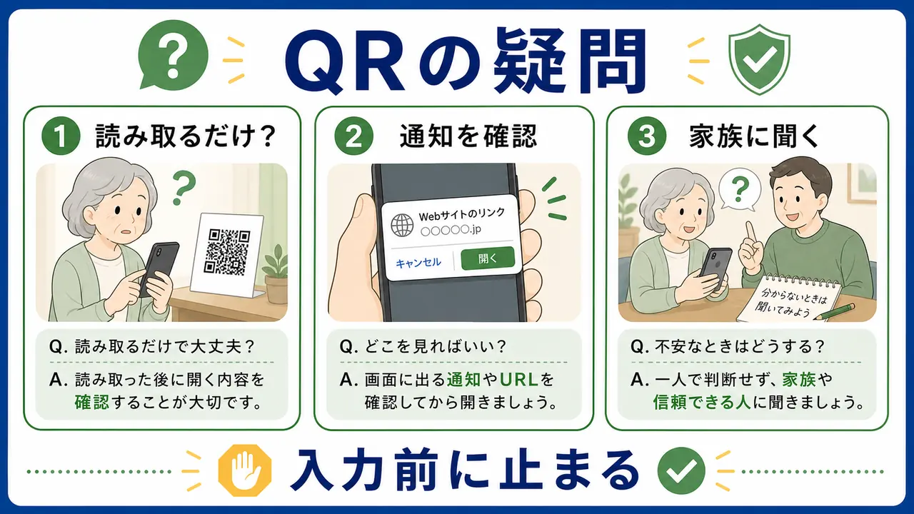 QRコードの読み取りでよくある質問を整理する図
