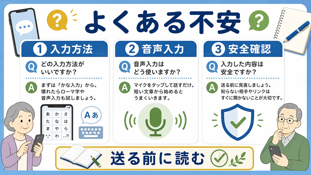 スマホ文字入力のよくある質問を整理する図