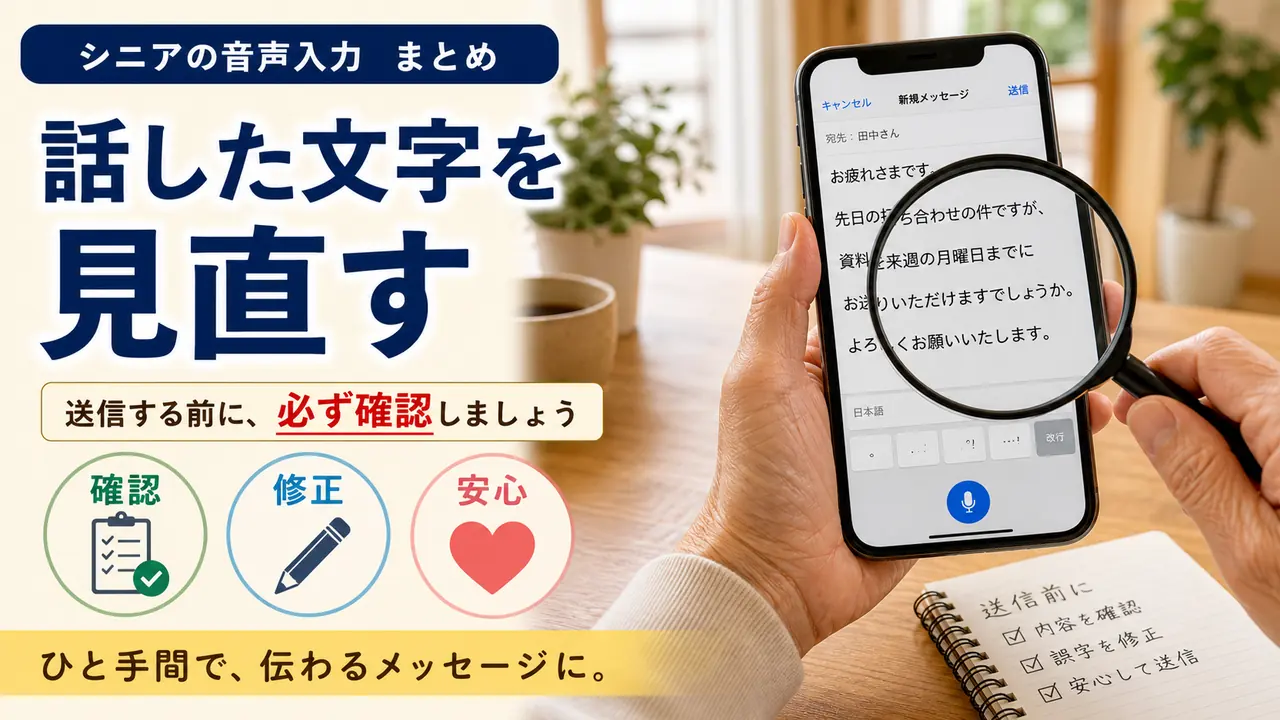 音声入力後に見直してから送るまとめ図